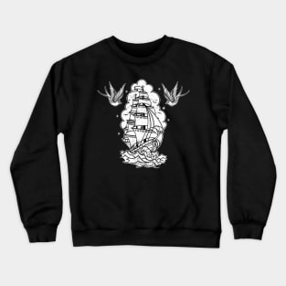 sailing ship and swallows Crewneck Sweatshirt